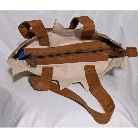 Laurel Burch Cat Shoulder Bag Cut Out Ears Canvas Brown - Picture 6 of 9